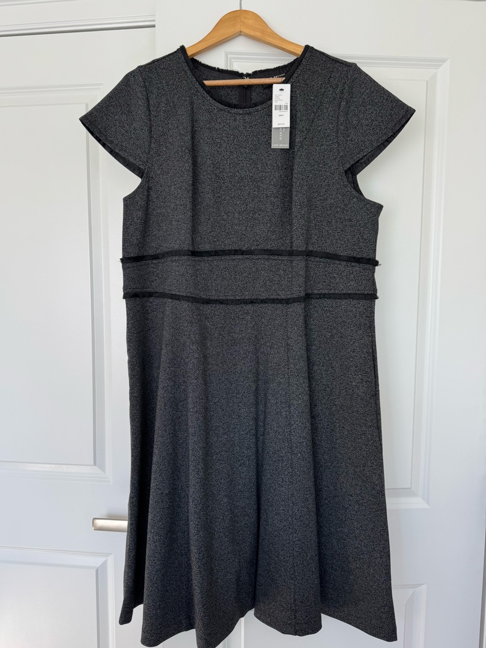 NWT Lane Bryant Charcoal Textured Cap-Sleeve Midi Dress